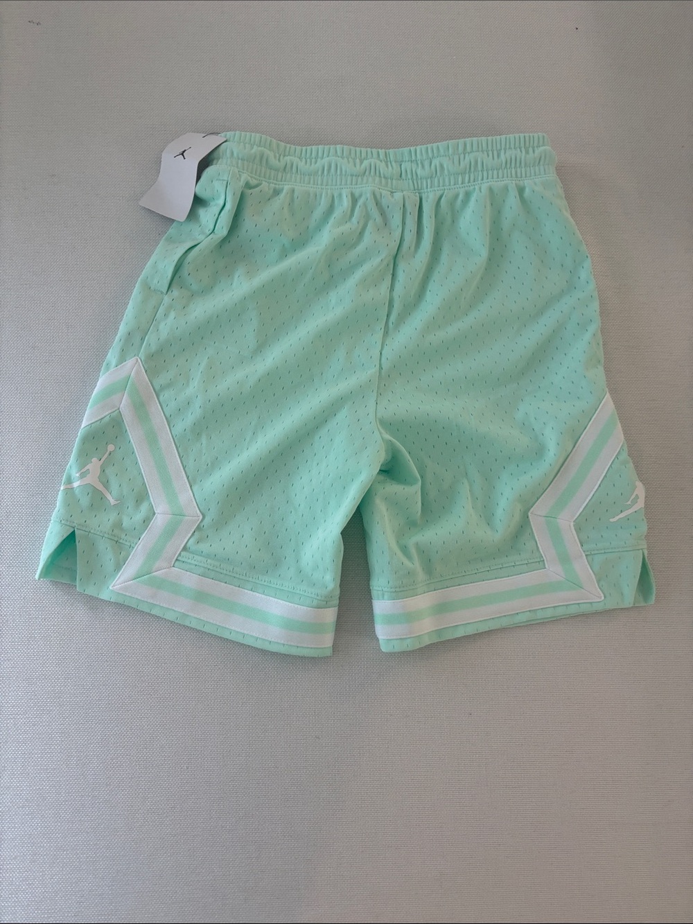 Jordan Mint Green Athletic Mesh Kids' Shorts with White Trim